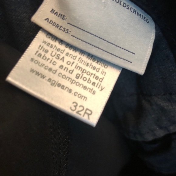AG Adrienne Goldschmied green jeans. Black jean 32R . Callout - Picture 9 of 13